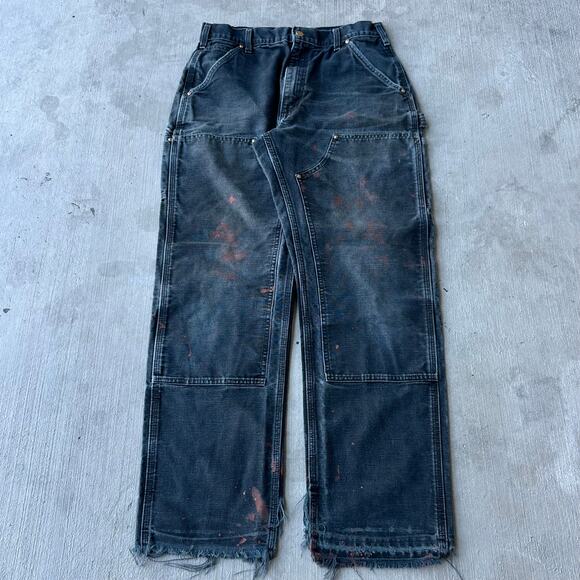 Vintage Y2K Carhartt black double knee work wear carpenter pants - Picture 1 of 7